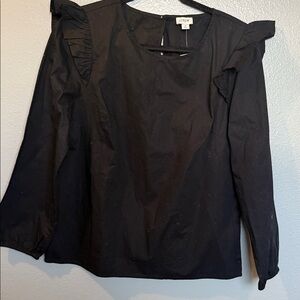J. Crew Elegant Black Blouse with Ruffle Detail